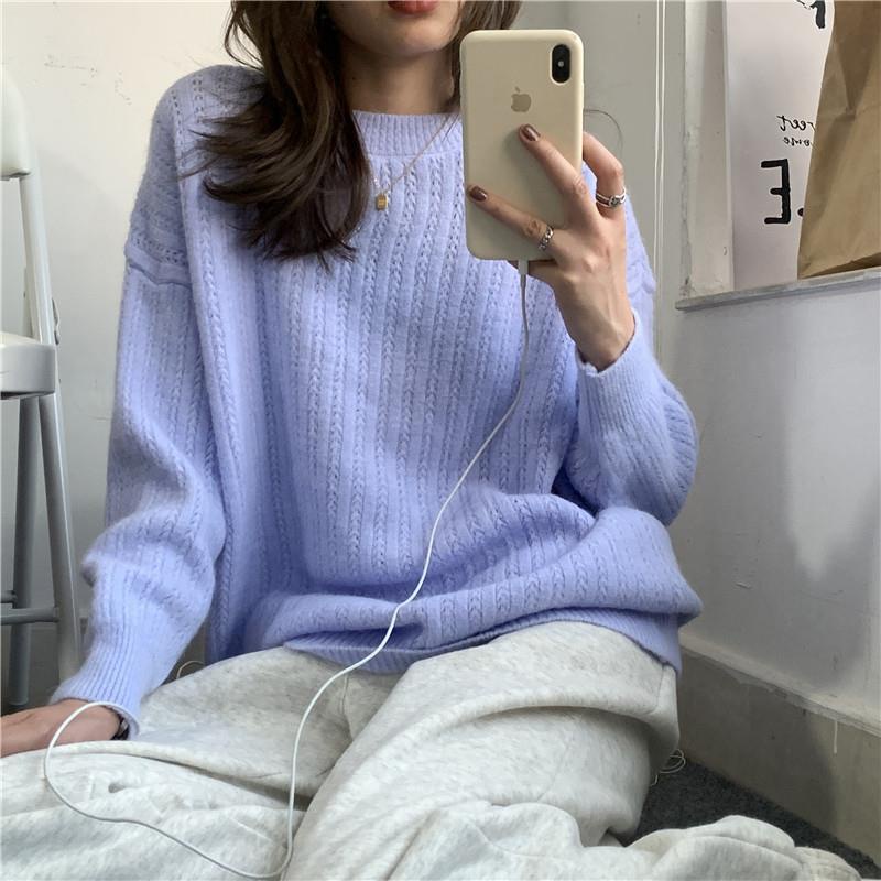 Áo len tay dài dáng rộng thời trang phong cách cho nữ