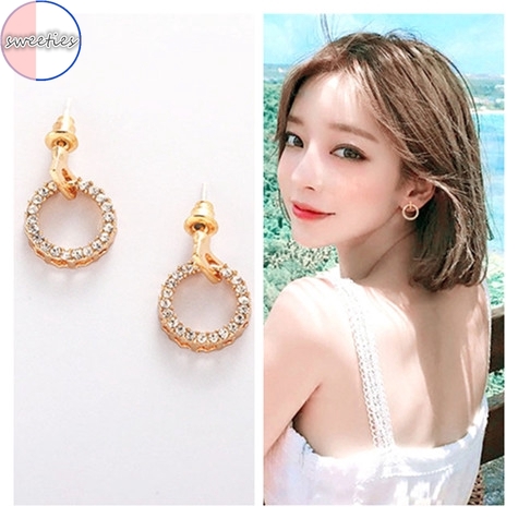 Bông tai thời trang đính đá phong cách Hàn Quốc thanh lịch dành cho nữ