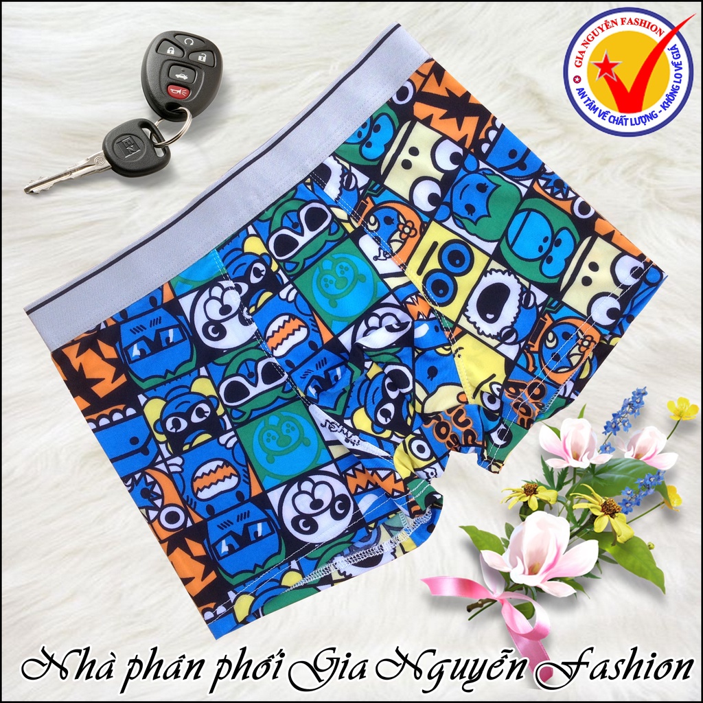 Combo 5 quần Boxer thun lạnh, Quần sịp đùi nam in hoạ tiết hoạt hình độc đáo