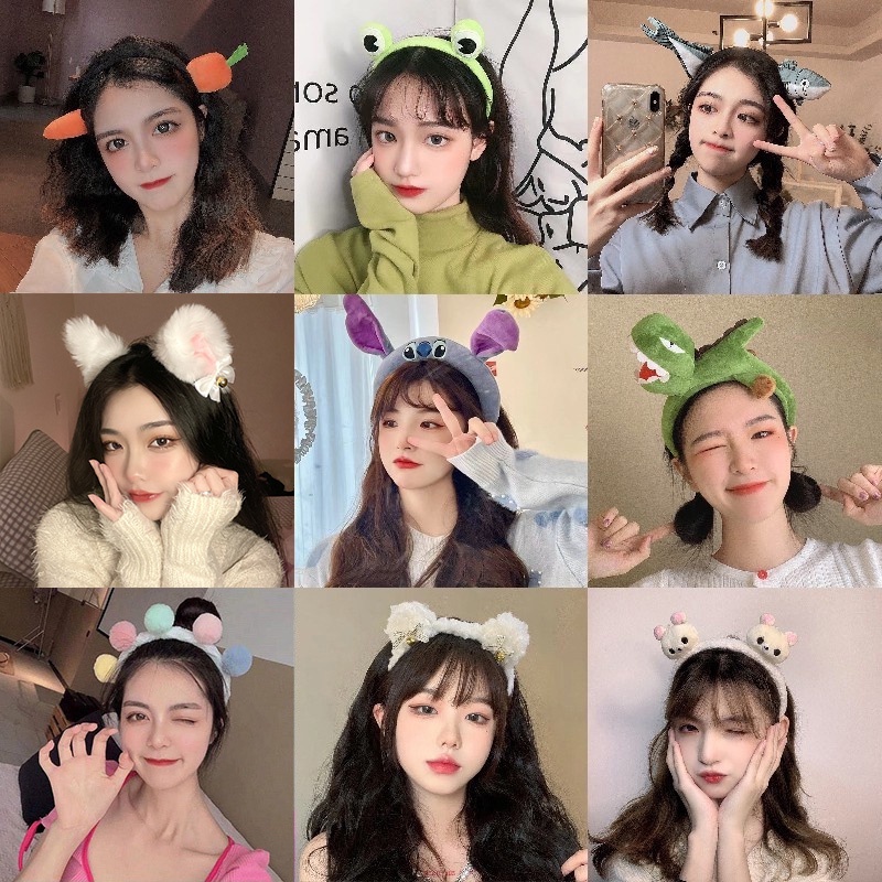 Băng Đô Cài Tóc Vải Cotton Hình Thú Dễ Thương Thời Trang Thu Đông Hàn Quốc 2022