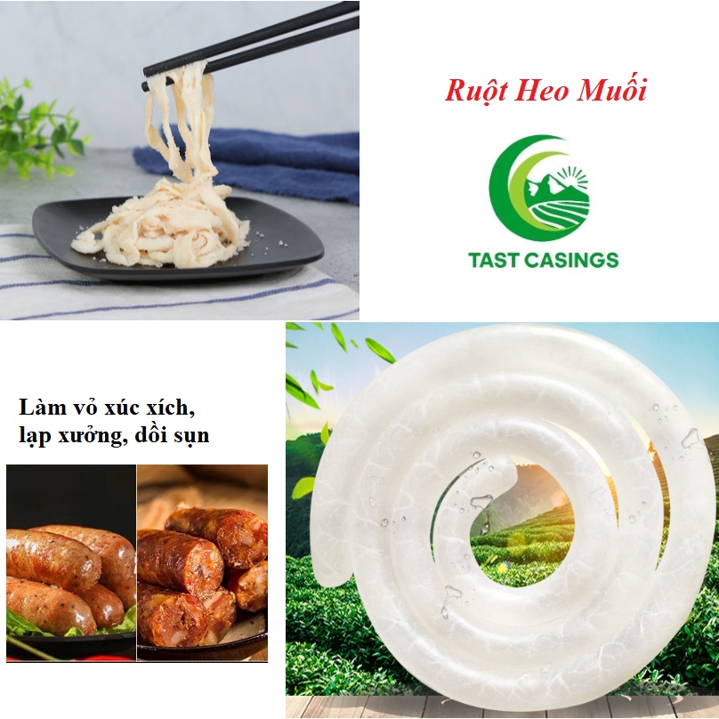 Ruột heo muối dài 20m làm lạp xưởng xúc xích, Nguyên liệu từ 100% ruột heo tươi - Bành Trình Food
