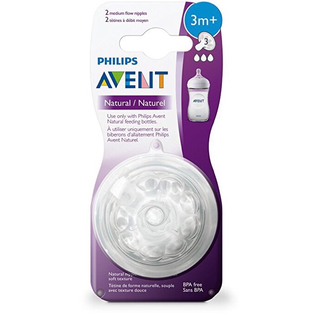 LẺ/BỘ 2 NÚM TY AVENT NATURAL CỔ RỘNG