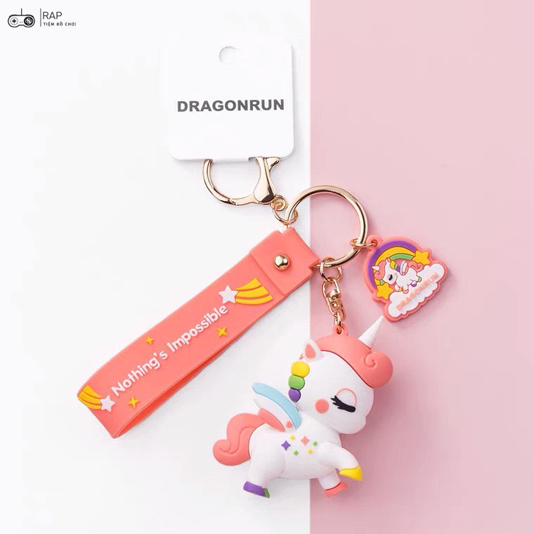 Móc khóa Kì lân Unicorn nhiều màu sắc chất liệu PVC đáng yêu làm quà tặng bạn bè người thân trang trí -Ráp
