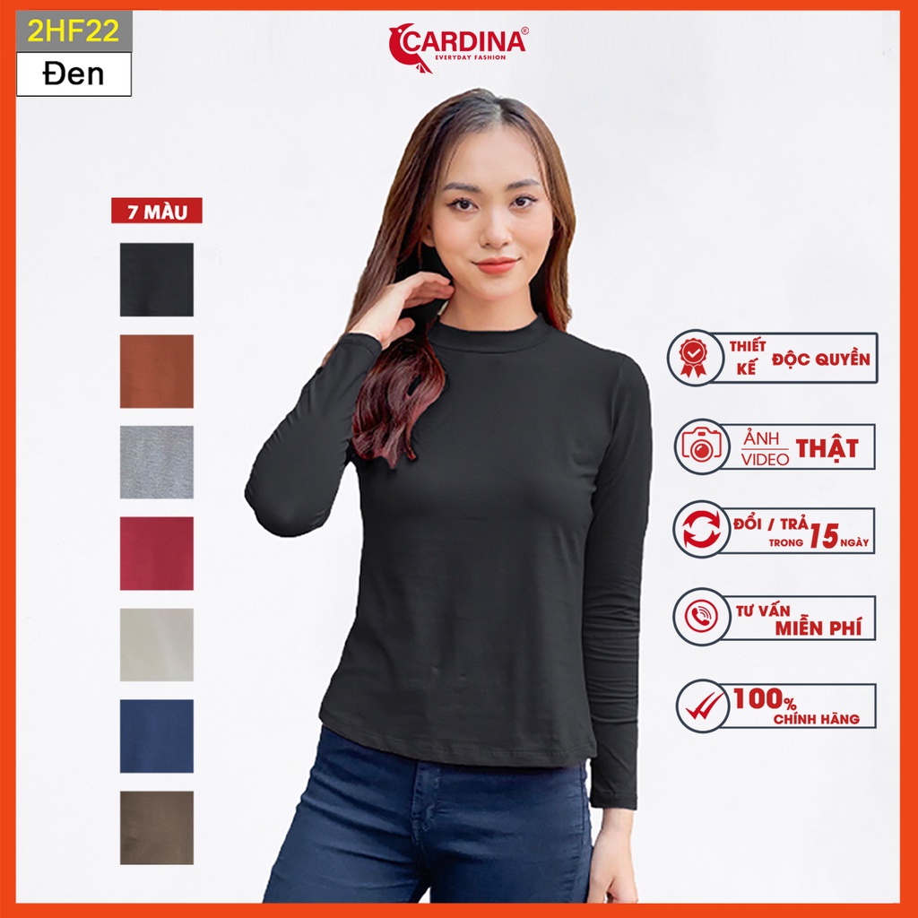Áo giữ nhiệt nữ CARDINA cổ 3 phân công nghệ HEATTECH nhật bản cao cấp giữ ấm co giãn 4 chiều 2HF
