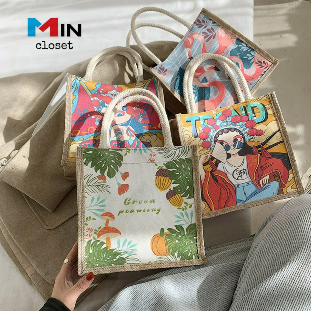 [Mã FAMAYWA2 giảm 10k đơn từ 50k] Túi Cói 💖 𝑭𝑹𝑬𝑬𝑺𝑯𝑰𝑷 💖 Túi Xách Nữ Mini Phong cách Vintage TV12