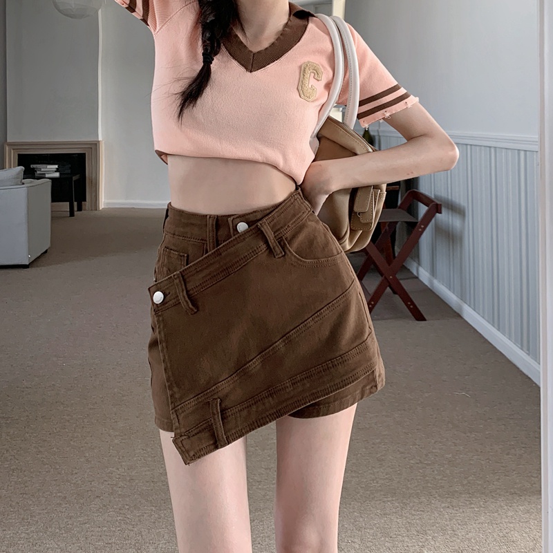 Quần short SUXI dáng chữ A lưng cao ống rộng màu trơn thời trang mùa hè cho nữ