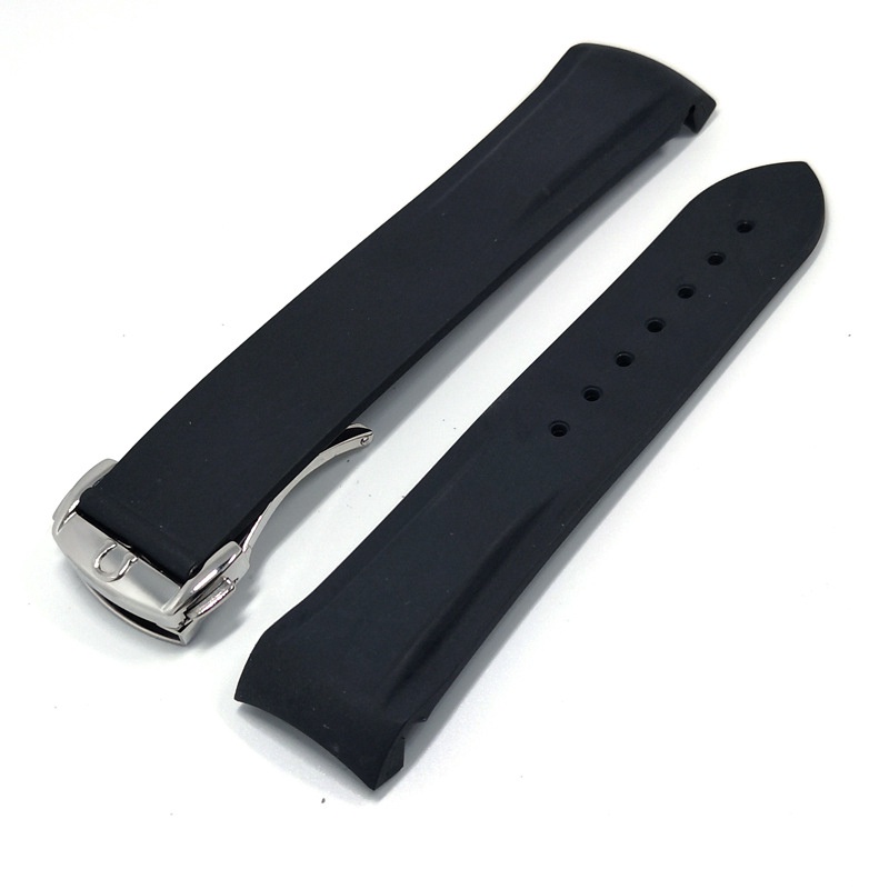 Dây Đeo Đồng Hồ Thể Thao Bằng Silicon Màu Đen Chống Thấm Nước Cho Omega 20/22mm