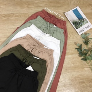 Quần Baggy Nữ Đũi cạp chun