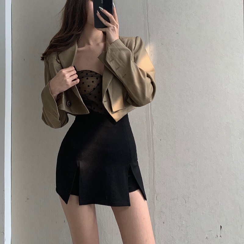 Chân váy xẻ hai tà ngắn chữ A ôm tôn dáng sexy kiểu short giả váy phong cách Hàn Quốc XUANNCLOTHING - mã CV2X