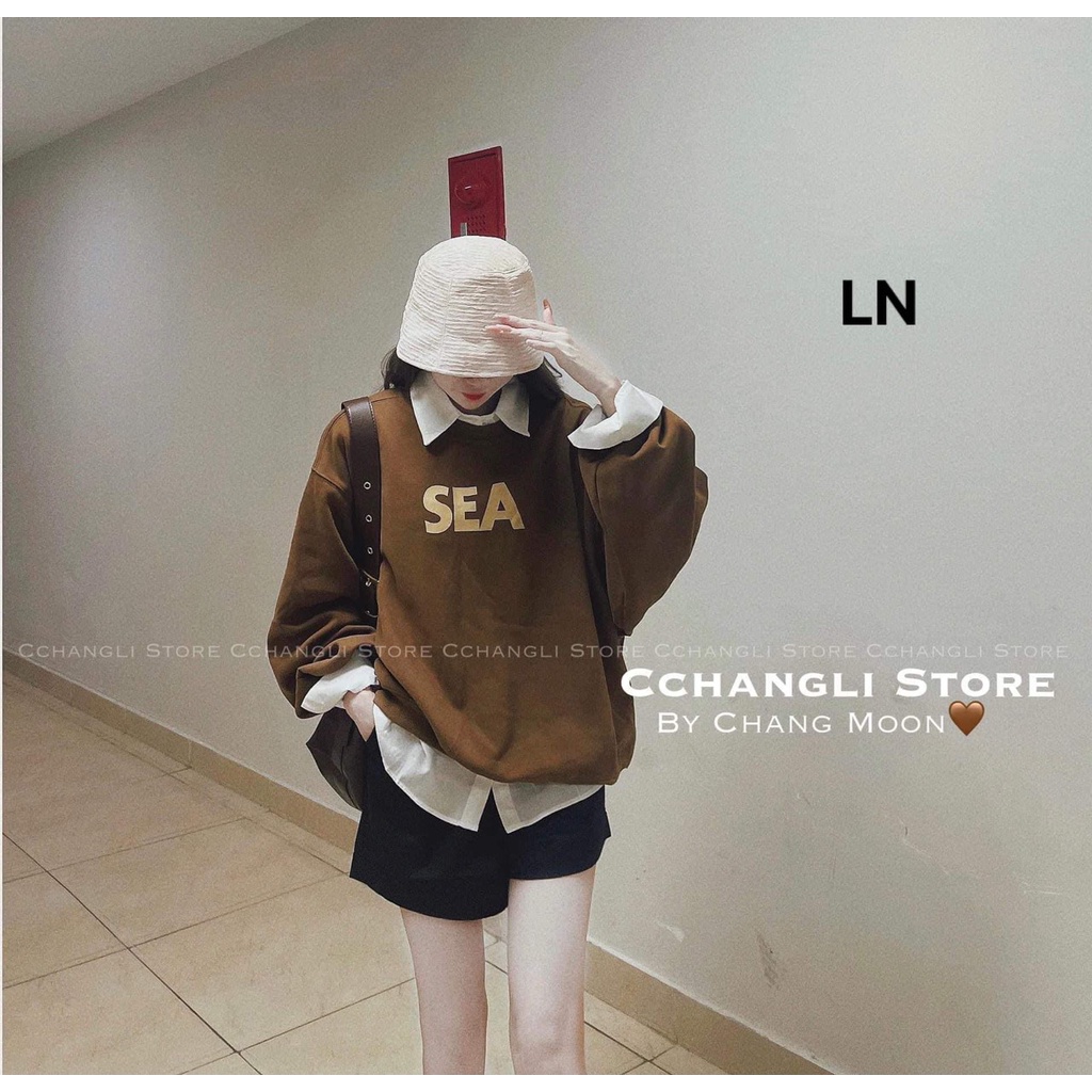[HN], áo sweater Nữ in chữ sea  cổ tròn mềm mịn cá tính
