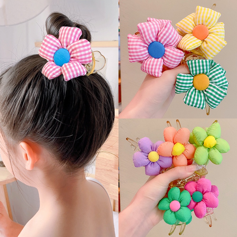 Kẹp Tóc Hình Hoa Hai Mặt Cho Bé Gái