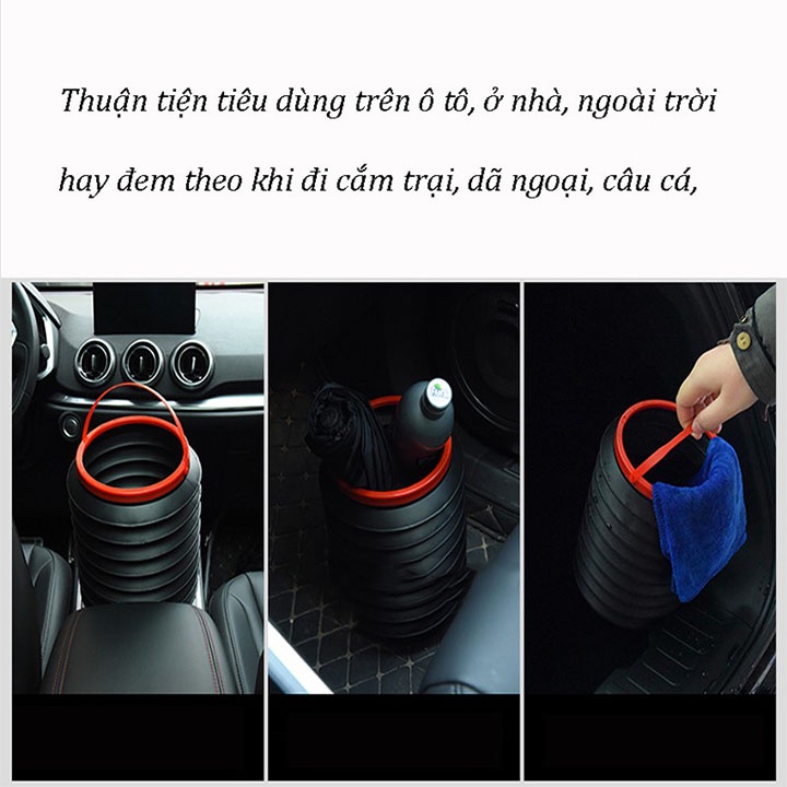 Thùng rác gấp gọn mini để rác co giãn trên ô tô, thùng rác tiện lơi