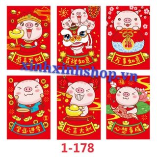 Bao lixi 2019, hình lixi với những chú con heo siêu dễ thương
1 bao sẽ có 6 kiểu khác nhau
Bao lixi bảo đảm như hình.