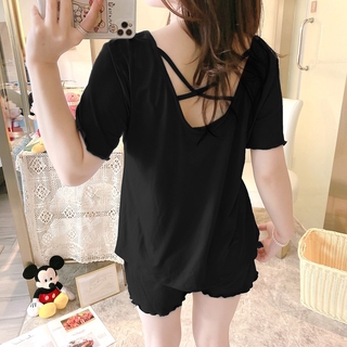 Bộ Đồ Ngủ Lụa Ngắn Tay Màu Trơn Cho Nữ
