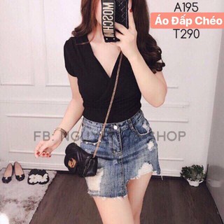 Áo thun lụa [Mua 2 giảm 10%] đắp chéo tay ngắn- cherrystore1996