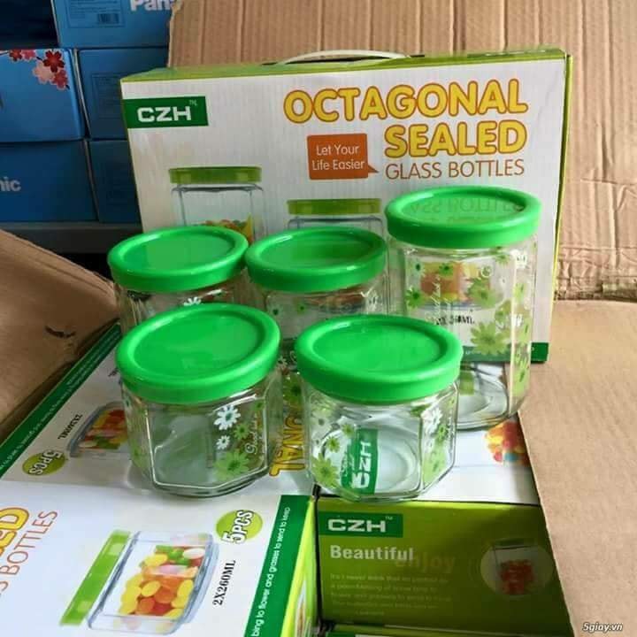 BỘ HŨ GIA VỊ THỦY TINH 5 MÓN