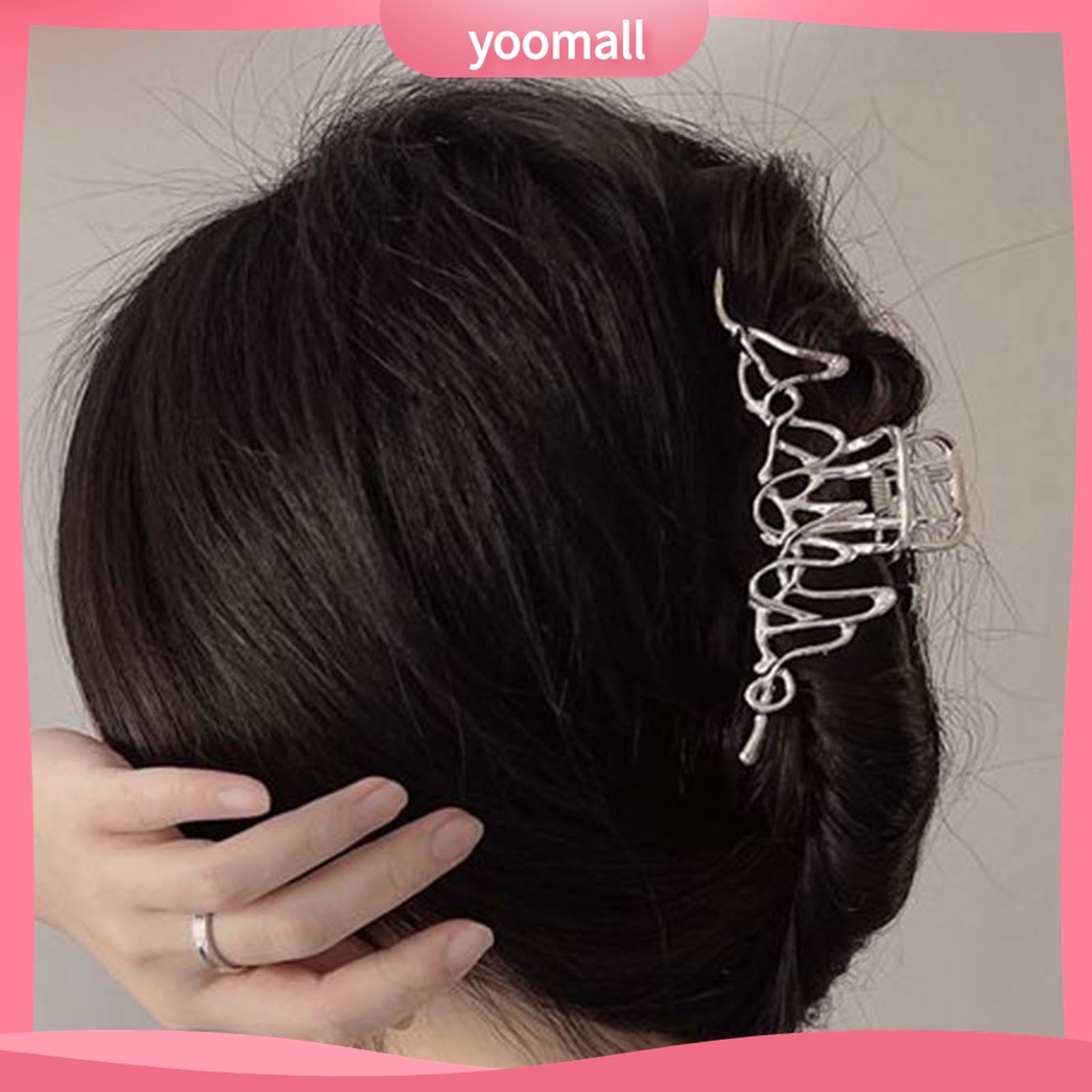 Yomall♡ Kẹp Tóc Càng Cua Hình Nơ Không Đồng Đều Màu Trơn Chống Trượt Phong Cách Punk Dành Cho Học Sinh Nữ