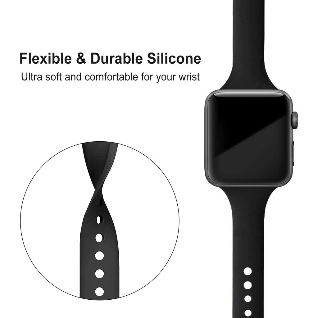 Dây Đeo Silicone Mỏng Cho Đồng Hồ Thông Minh Apple Watch 45mm 41mm 44mm 40mm 42mm series 5 4 SE 6 7