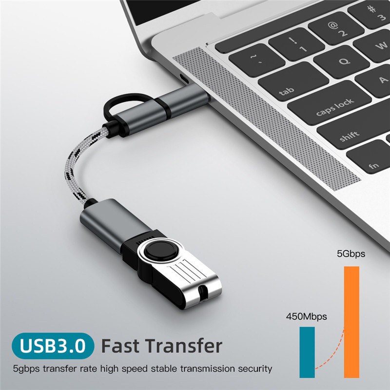 【CcExperts】2 trong 1 Type-C Nam + Micro USB Nam sang USB 3.0 Nữ Bộ chuyển đổi OTG Nylon Bện cáp Bộ chuyển đổi cáp dữ liệu cho điện thoại Máy tính bảng U Disk