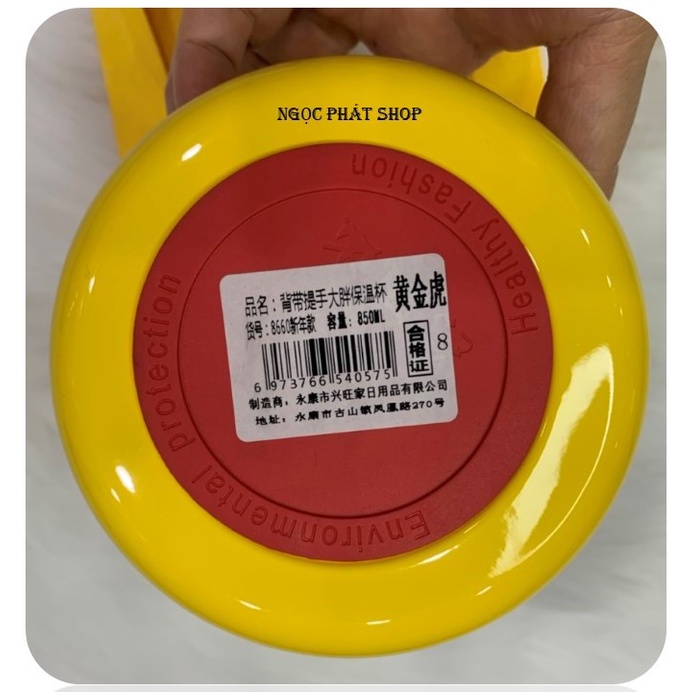 Bình giữ nhiệt 8660_850ml inox 304 màu Vàng hình Hổ_Có lọc trà