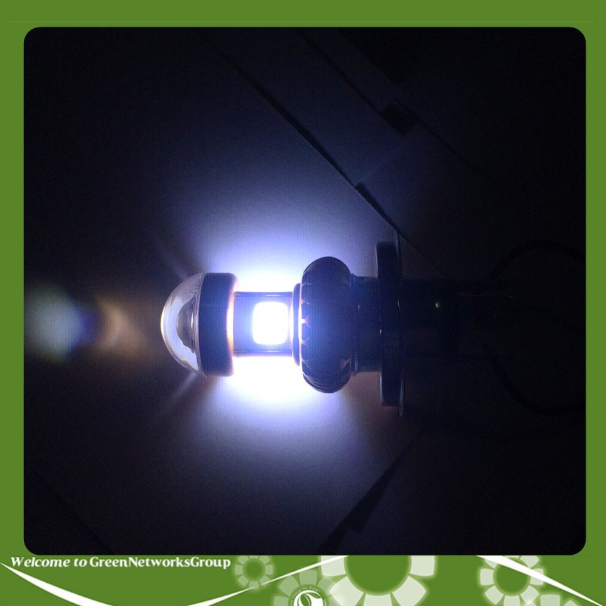 Đèn pha led chân H4 Chân M5 2 tim bi cầu ánh sáng trắng Greennetworks