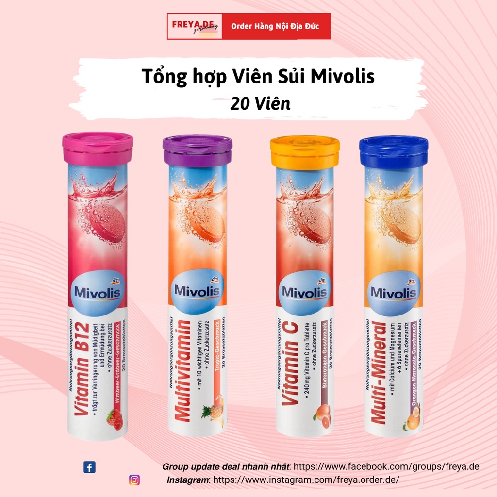 VIÊN SỦI MIVOLIS - Ống 20 viên, bổ sung khoáng chất, hỗ trợ cung cấp vitamin