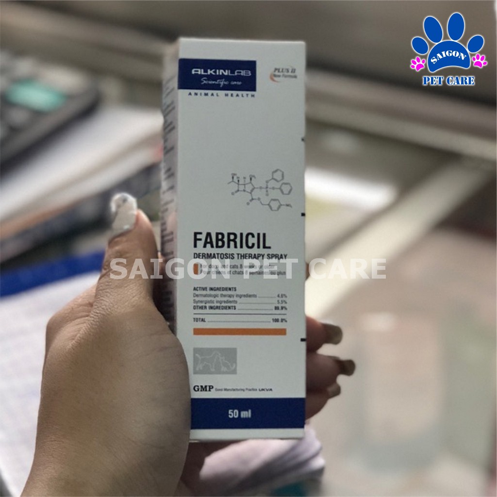 Thuốc xịt trị ghẻ, viêm da mưng mủ Alkin Fabricil cho chó mèo