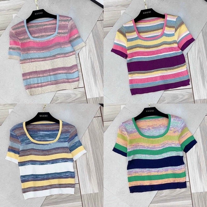 áo len dệt kim loang màu cầu vồng (k307#)