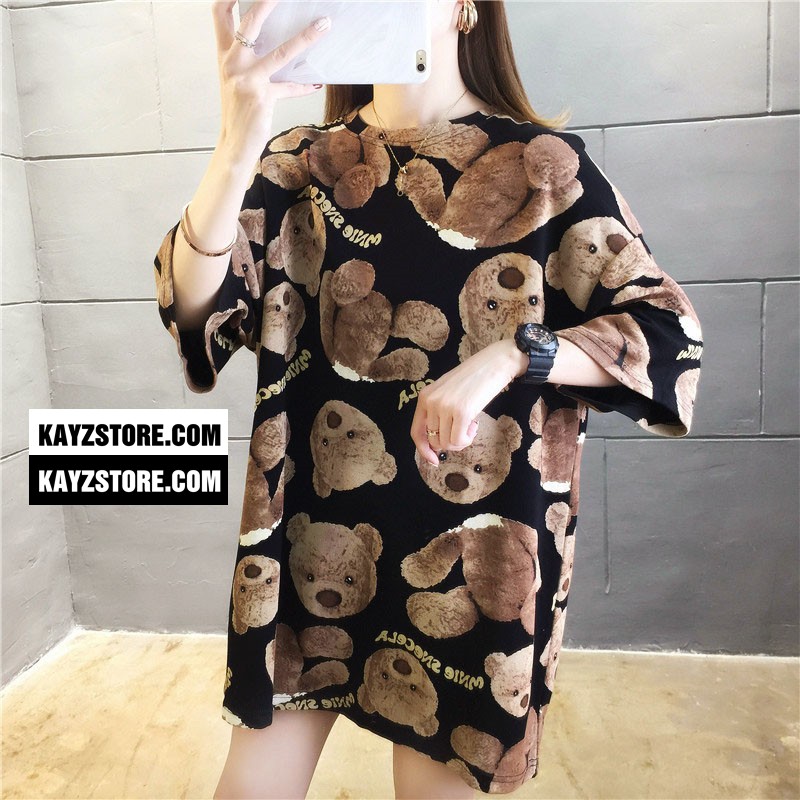 [FREESHIP] Áo Thun Form Rộng Tay Lỡ Unisex KAYZ Gấu Nâu Màu Đen | BigBuy360 - bigbuy360.vn