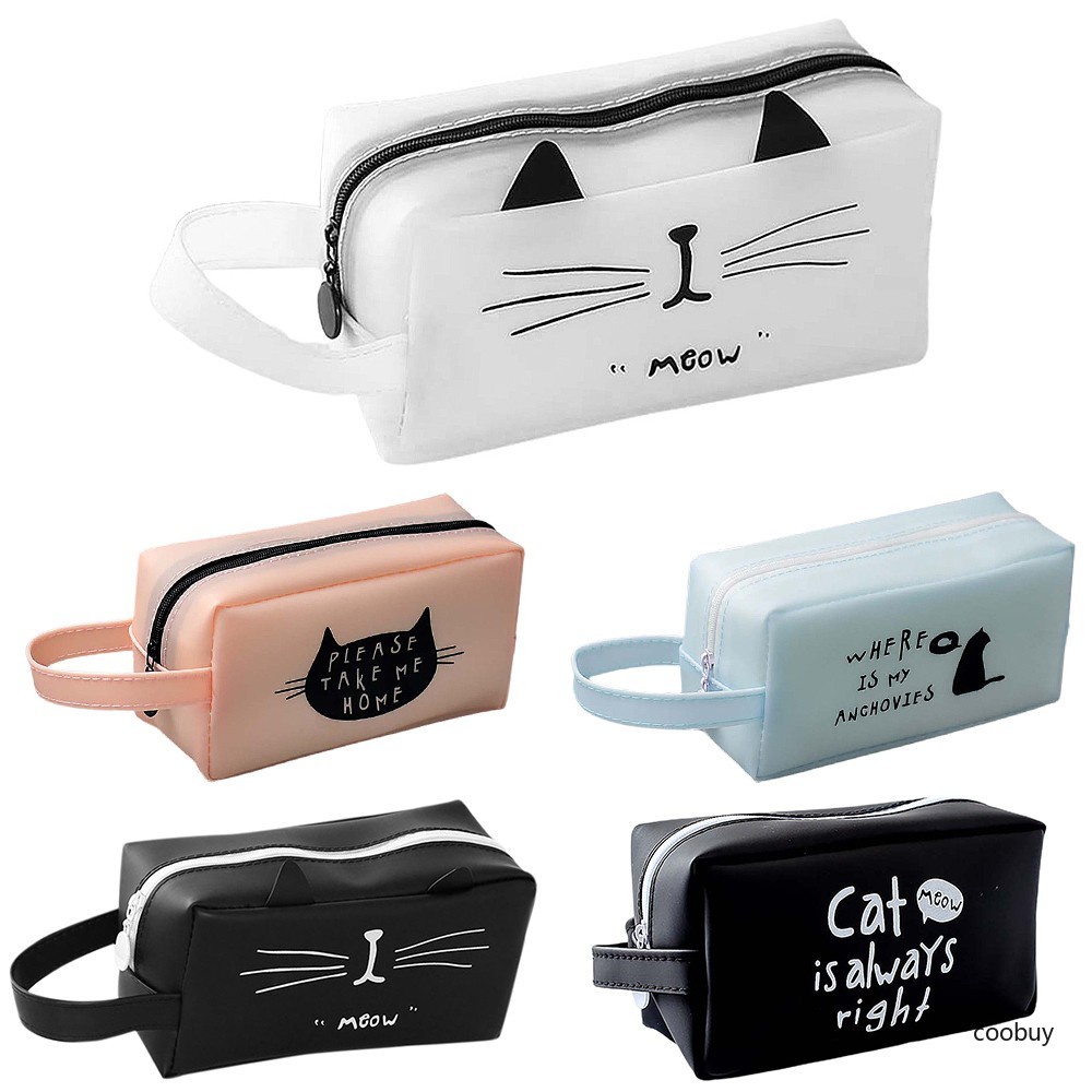 Hộp bút silicon cỡ lớn đựng vừa máy tính hình mèo dễ thương