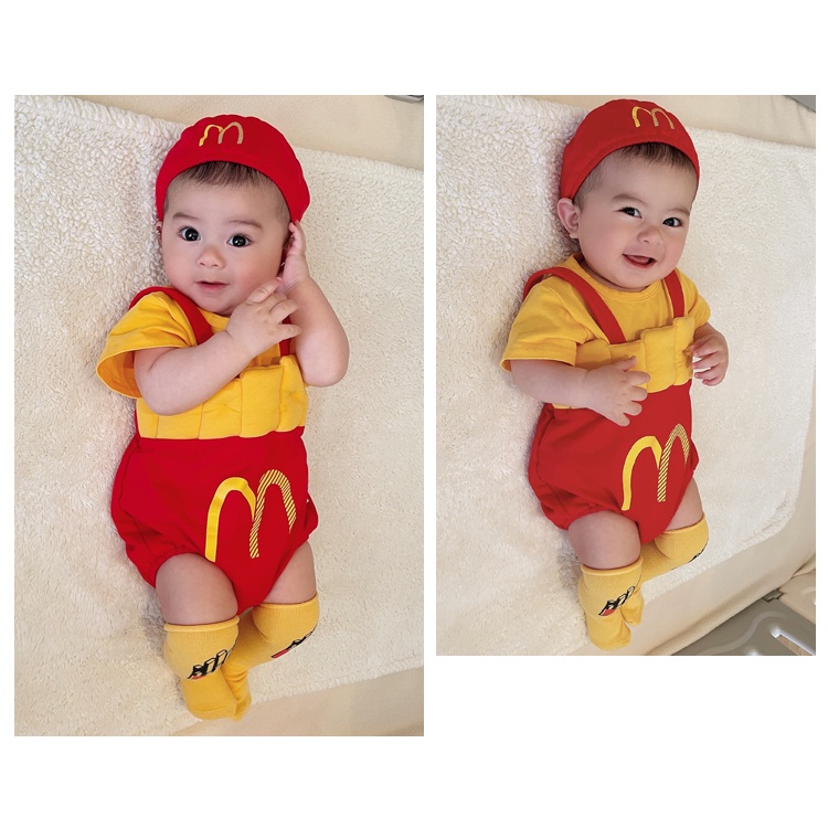 Áo liền quần ttkaababy hóa trang món khoai tây chiên McDonald Halloween cho bé trai/ bé gái 0-3-9-12 tháng