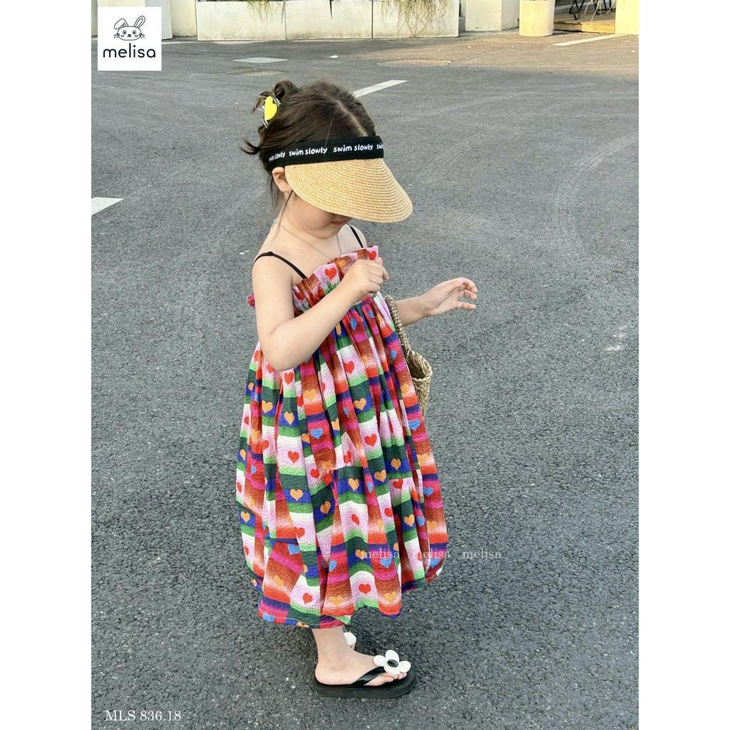 V2381 Đầm Melisa BG 2 dây kẻ ô trái tim