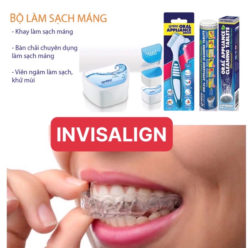 Bộ làm sạch vệ sinh máng chỉnh nha Invisalign- Viên ngâm làm sạch máng chỉnh nha, hàm giả Piksters-SDDS