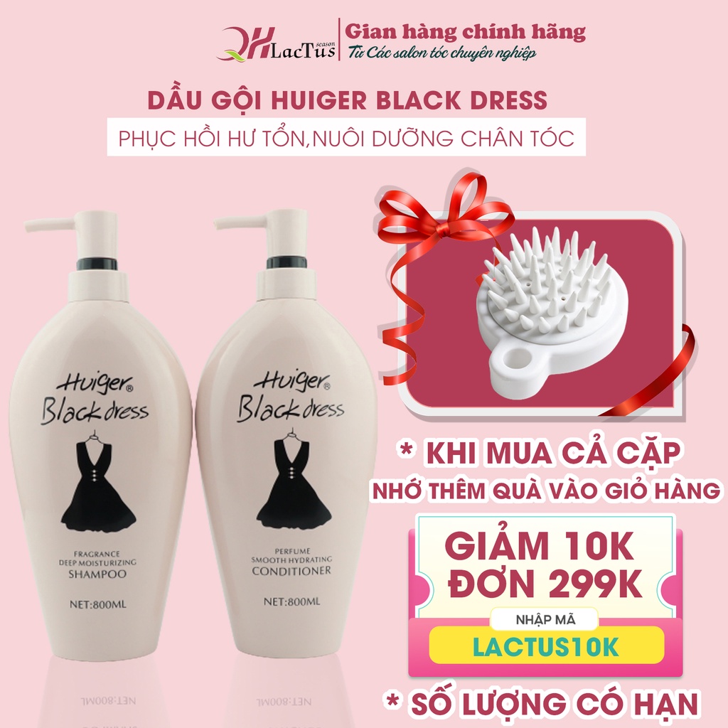 Dầu gội đầu huiger lactus season cặp dầu gội dưỡng tóc phục hồi tóc hư tổn 800ml