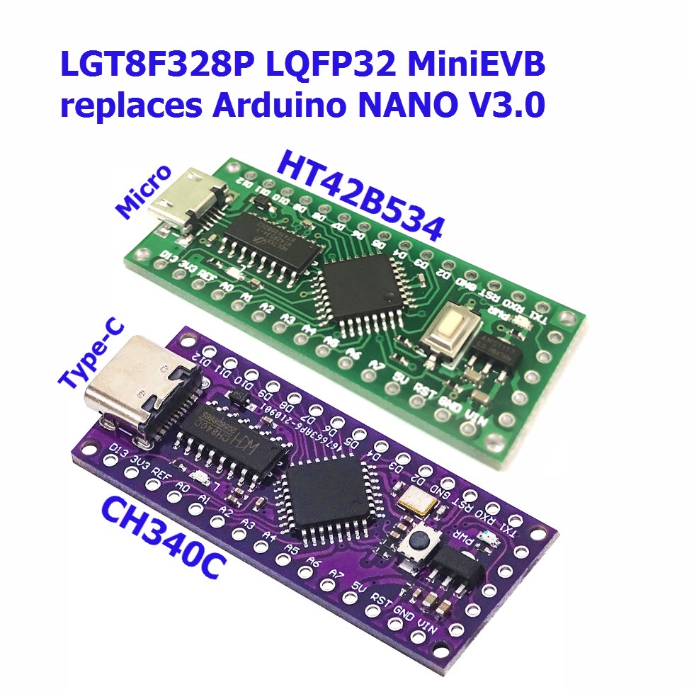 Mạch Arduino Nano V3.0 LGT8F328P LQFP32 MINIEVB cổng TYPE-C