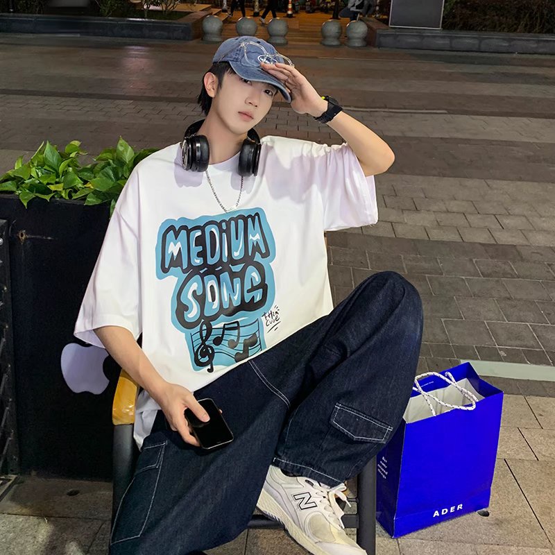 Áo Thun Tay Ngắn Dáng Rộng In Chữ Phong Cách Nhật Bản Thời Trang Mùa Hè Cho Nam Và Nữ size M-5XL