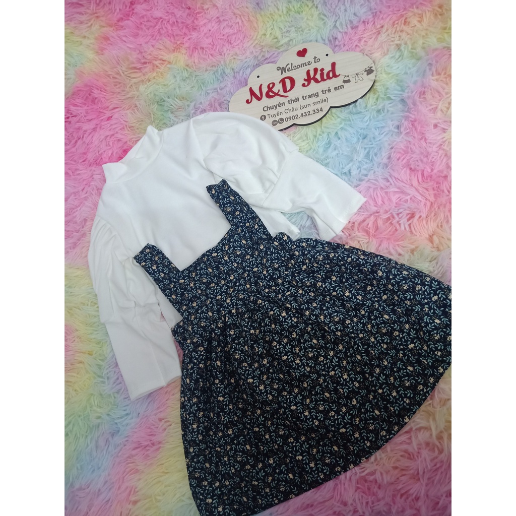 Set Váy Yếm Cho Bé - Set Yếm Váy Áo Cotton Tay Bồng - Yếm Thu Đông Siêu Đẹp, Ấm Cho Bé 8-18kg - N&D Kids