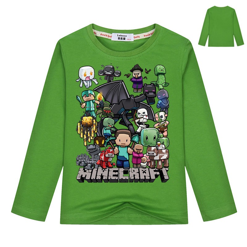 Áo thun cotton in hình Minecraft thời trang sành điệu dành cho bé trai