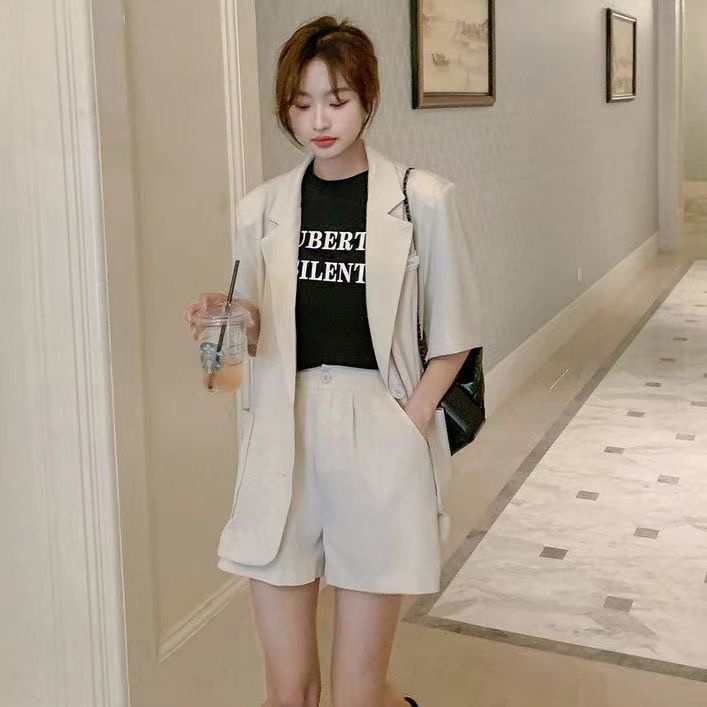 Set đồ áo khoác tay lỡ và quần phong cách Hàn Quốc thời trang hè 2022 cho nữ