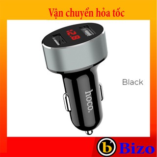 Tẩu sạc nhanh điện thoại trên ô tô Hoco Z26 2 cổng USB kiêm đèn led hiện thị, cốc tẩu sạc điện thoại trên xe hơi, x76