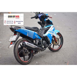 Tem trùm exciter 135 xanh ngọc trắng đẹp, độ team decal xe ex dán đời 2011-2014