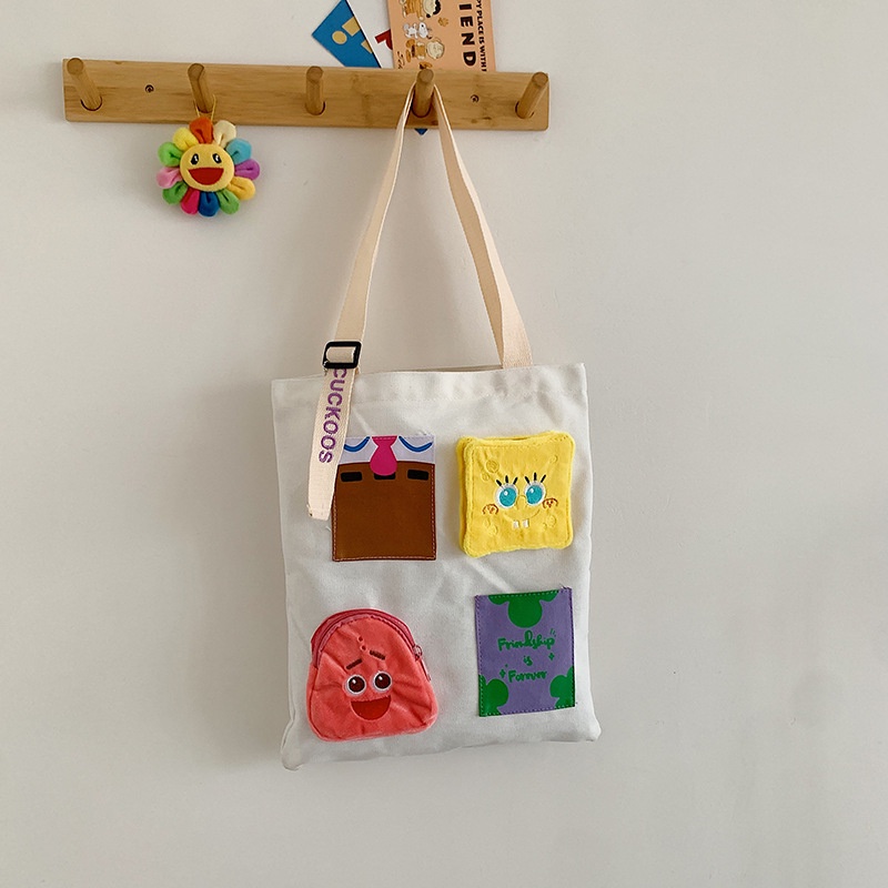 Túi Vải Canvas Đeo Vai Họa Tiết Hoạt Hình Thời Trang Mùa Hè Dành Cho Nữ