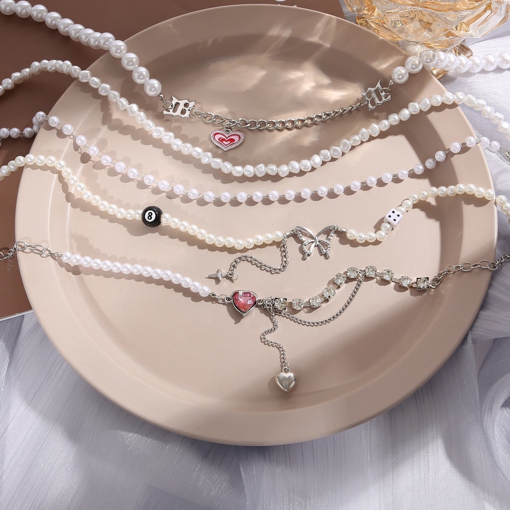 Vòng cổ Mặt Nơ Đính Ngọc Trai Phong Cách Hàn Quốc