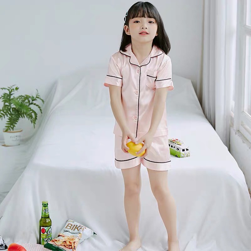 Bộ pijama lụa trẻ em Mầm Store cho bé trai bé gái từ 12 đến 34kg