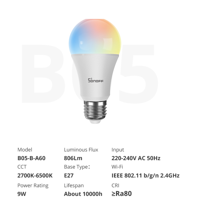 Bóng Đèn LED Thông Minh Sonoff B05-B-A60/ B02-B-A60 | BigBuy360 - bigbuy360.vn