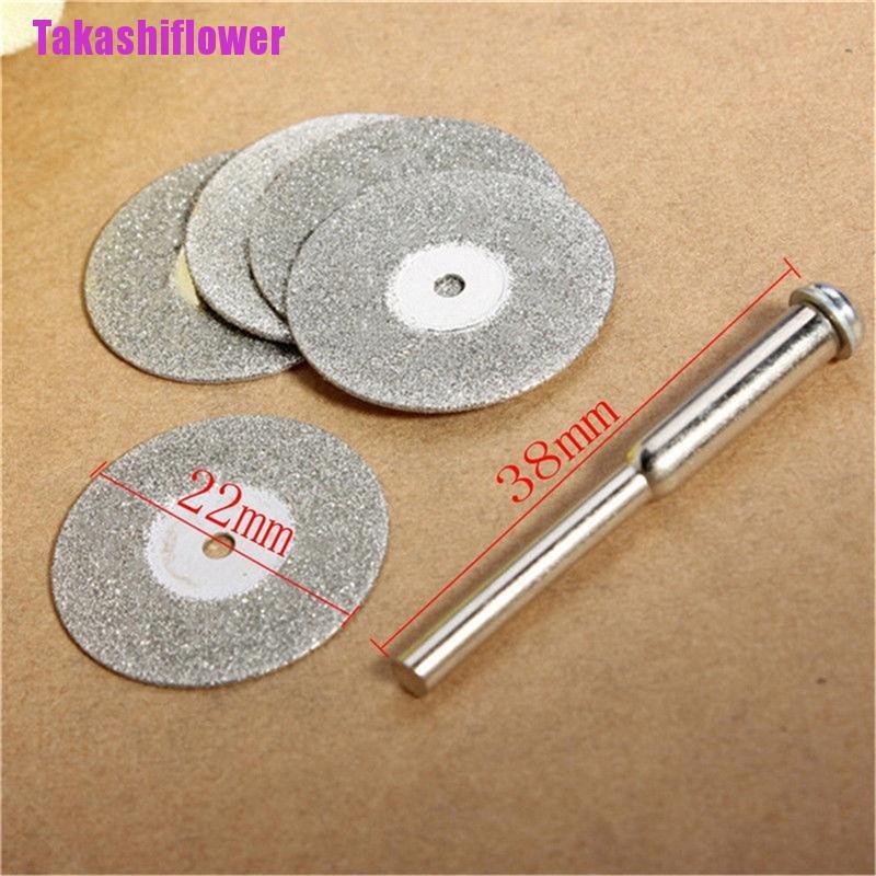 (Hàng Mới) Bộ 5 Cái Máy Mài Kim Cương 22mm + 1 Trục Cho Dremel