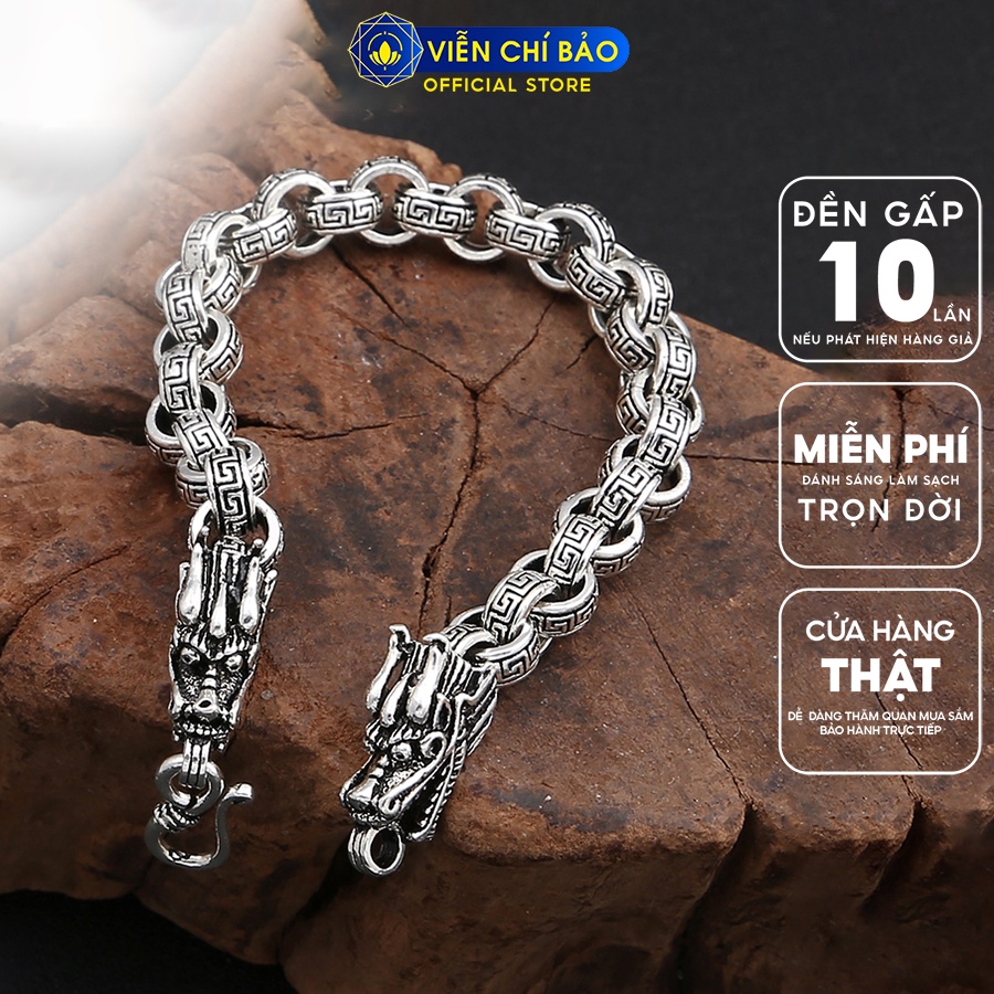 Lắc tay  bạc nam Hắc Long - 20cm  chất liệu bạc Thái 925 thời trang phụ kiện trang sức Viễn Chí Bảo  L100136-20