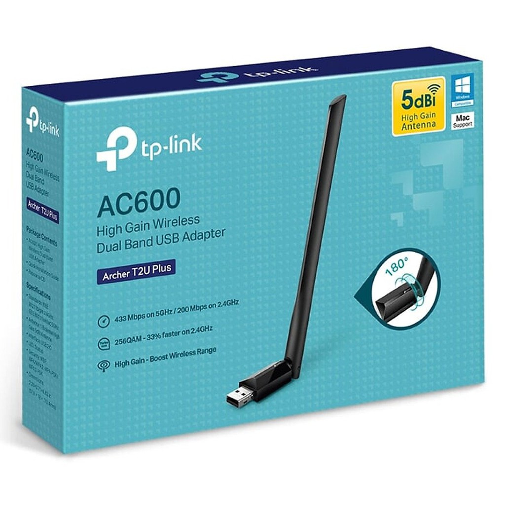 Usb wifi TP Link chuẩn AC600 Mbps USB adapter Archer T2U Plus băng tần kép thu wifi cho pc laptop-ZTech | BigBuy360 - bigbuy360.vn