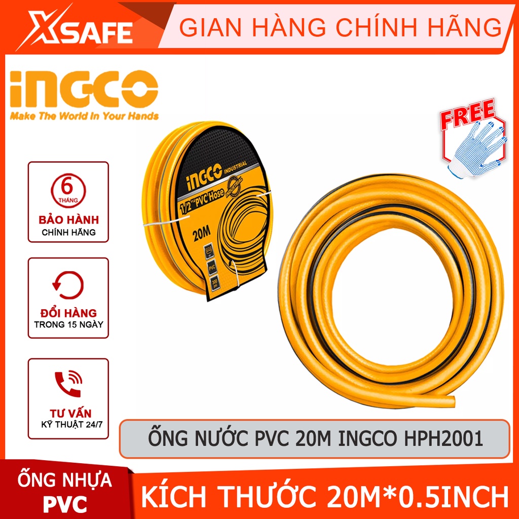 Ống nước PVC INGCO HPH2001 Ống nhựa PVC 20mx1/2inch, chống ăn mòn, không giãn nở, dùng dẫn nước sinh hoạt, hệ thống nước