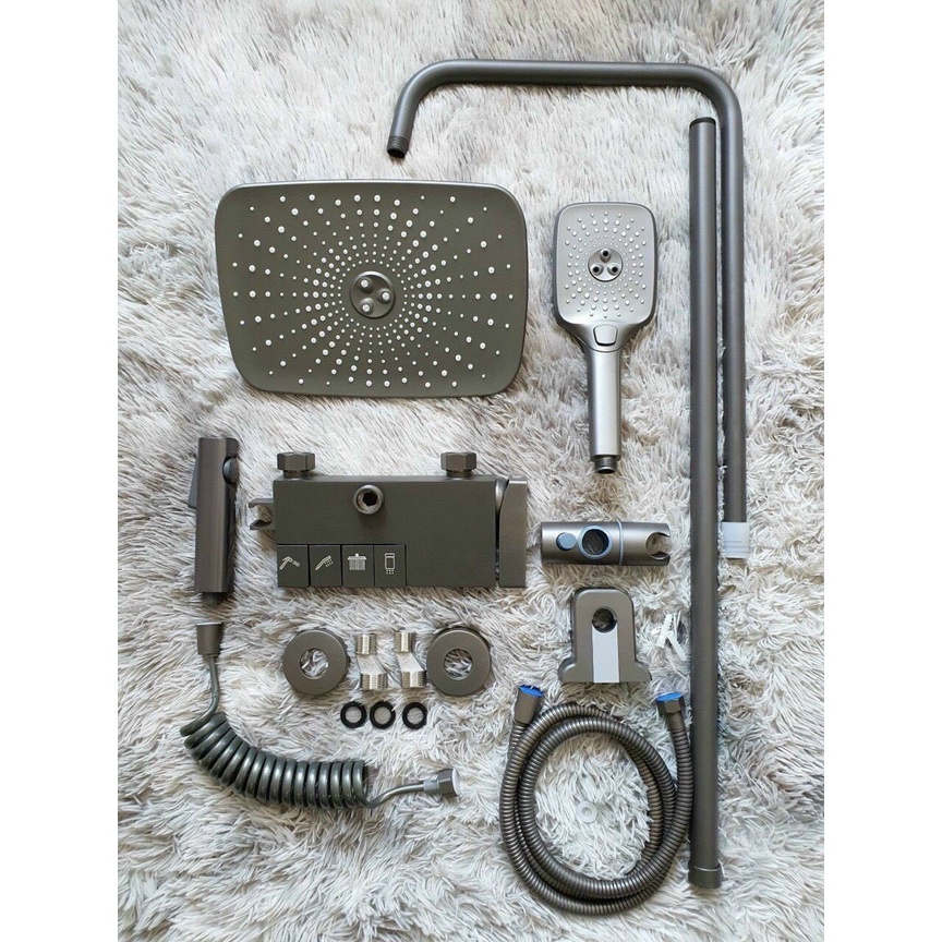 Sen cây phím đàn cao cấp, chất liệu đồng thau mạ nano xám chống bám bẩn N1320 Fotar, có thêm đầu vòi xịt